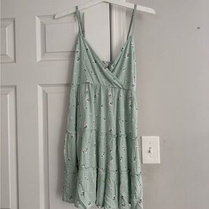 Floral Green Sleeveless Dress